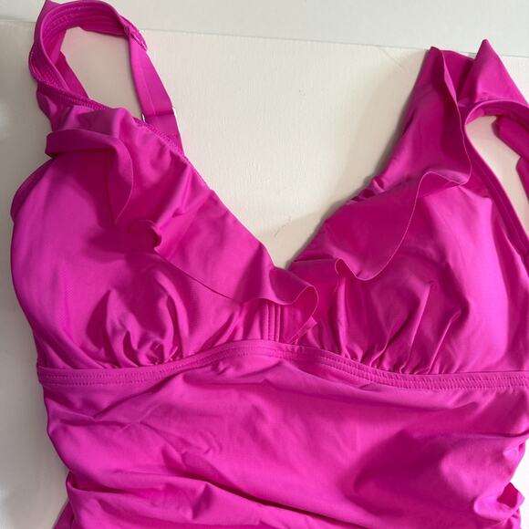 NWT DKNY Womens One Piece Pink Bathing Suit Underwire Swimsuit Sz Small - Picture 4 of 7